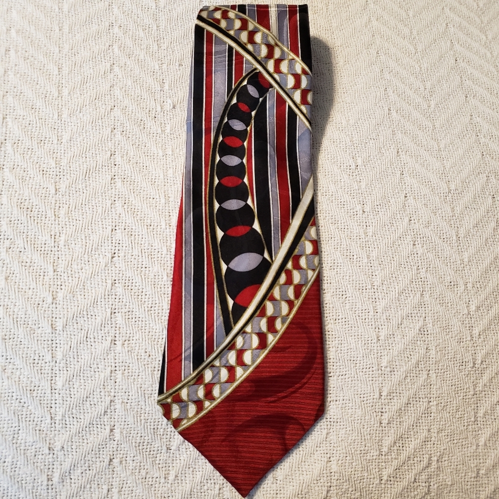 Vintage Art Deco Silk Tie Adolfo Couture USA
